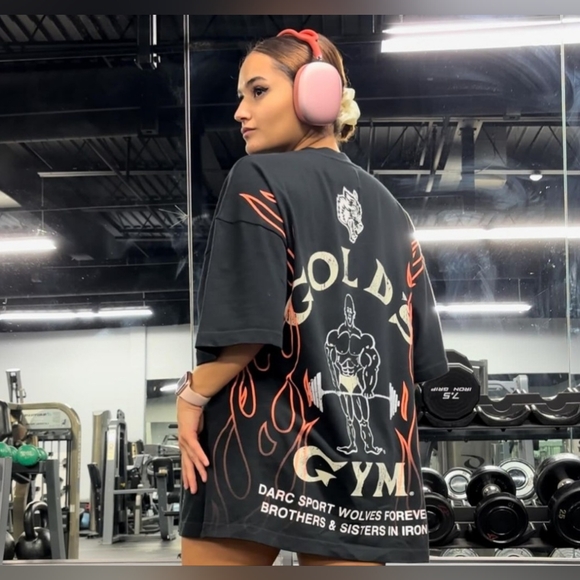 Darc Sport x Gold's Gym Crossover L Oversized Blk Tee - Picture 5 of 9